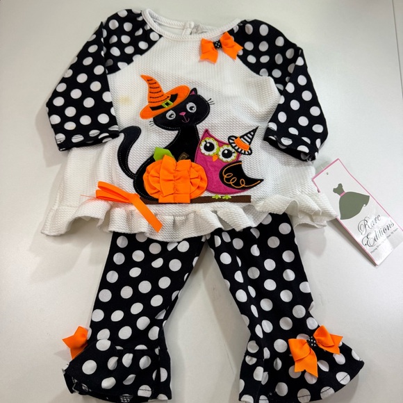 Rare Editions Halloween Outfit Cat and Pumpkin 6-9 Months Baby Girl NWT - Picture 1 of 10